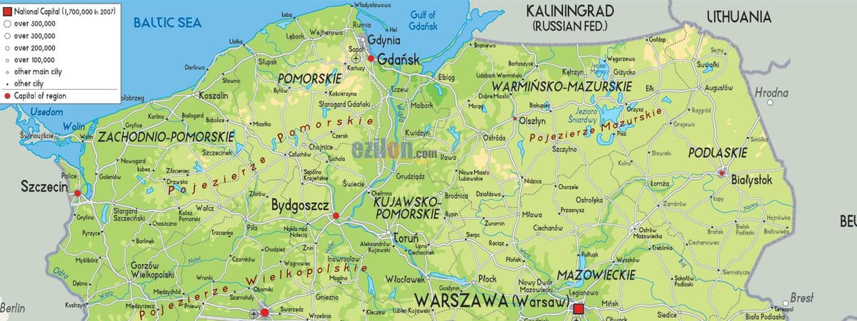 kaart van noord-Polen