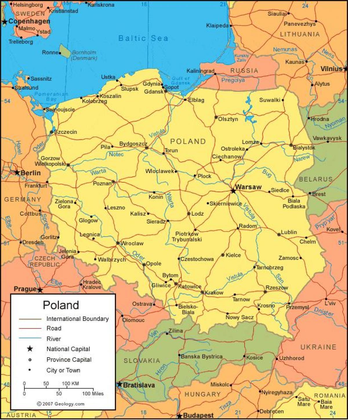 kaart van Polen grenzen