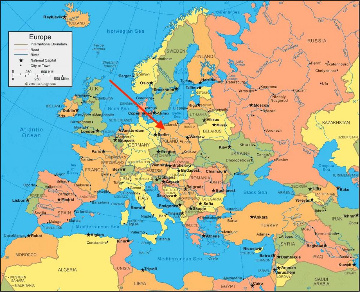 Polen kaart europa - van Polen europa (Oost-Europa - Europa)