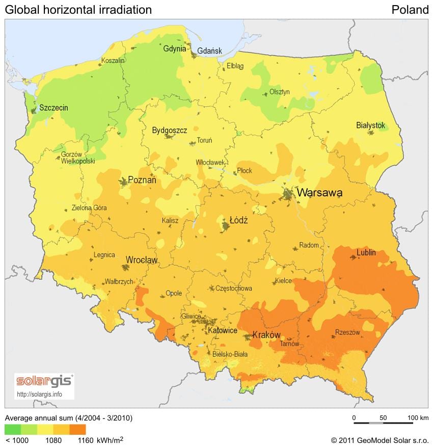 kaart van Polen klimaat