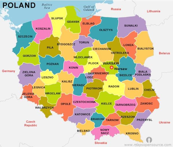 kaart van Polen land