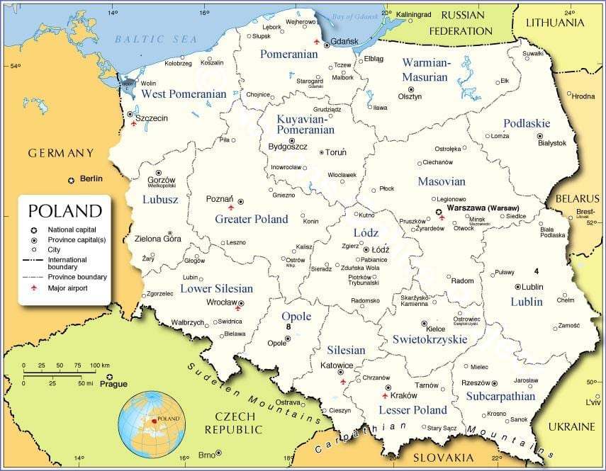 kaart van Polen regio ' s
