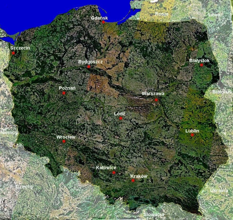 kaart van Polen satelliet
