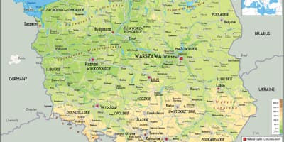 Kaart van Polen physcal