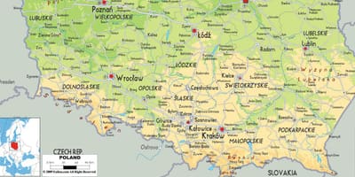Kaart van zuid-Polen