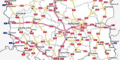 Kaart van Polen snelweg